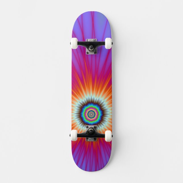 Explosão de skate em azul rosa e vermelho (Frente)
