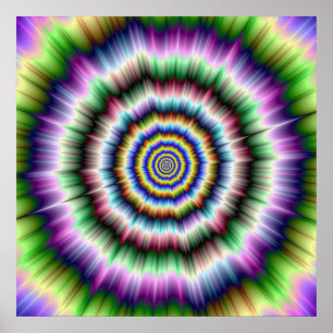 Explosão no poster verde e azul violeta