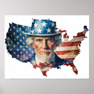 Exposer da American Flag e USA Map Poster