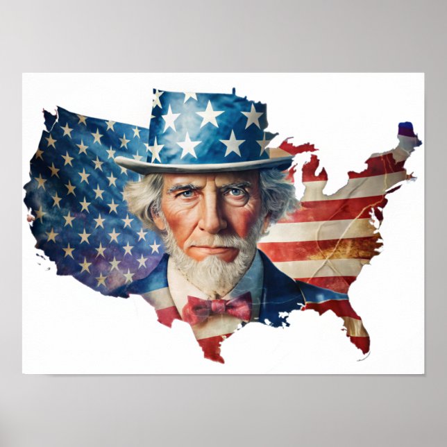 Exposer da American Flag e USA Map Poster (Frente)