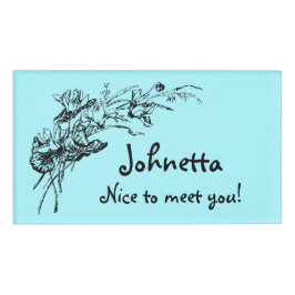 Exposição floral retro pródiga com nome e texto