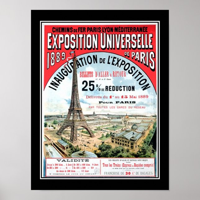 Exposição Universal Poster vintage Paris 1889 (Frente)
