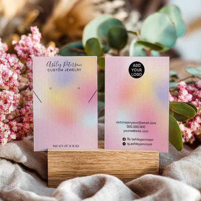 expositor de colar e brincos holográfico arco-íris (pink rainbow holographic necklace earrings display)