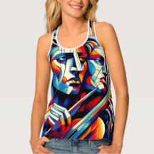 Expressão abstrato: Violinista em matizes vívidos