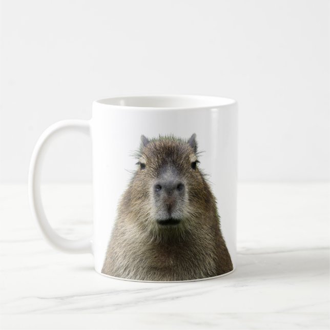 Expressão engraçada e fofa da caneca de capybara (Esquerda)