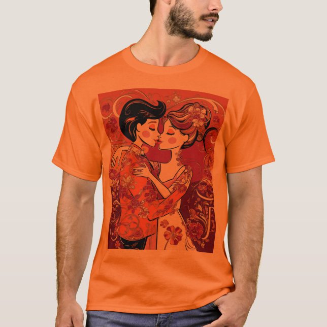 Expresse o seu amor com T-Shirts de Design único" (Frente)