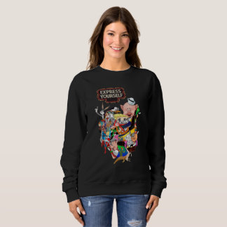 Expresse-se Mashup de Desenho Animado Retro Suéter