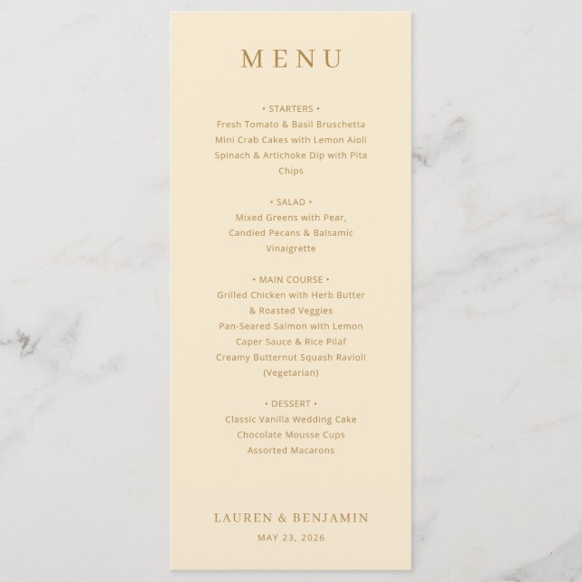 Exquisite Beige Calligraphy Menu (Frente)