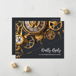 Extravagância Steampunk Convite de Noiva de Relógi