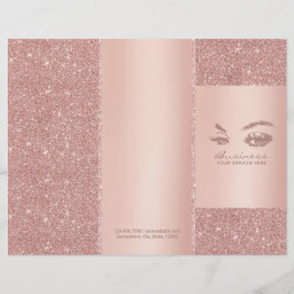 Eyelash Makeup Artista Rosa Dourado Salon Tri-Fold