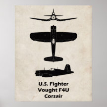 F4U Corsair WII Poster de avião - Presente para pi