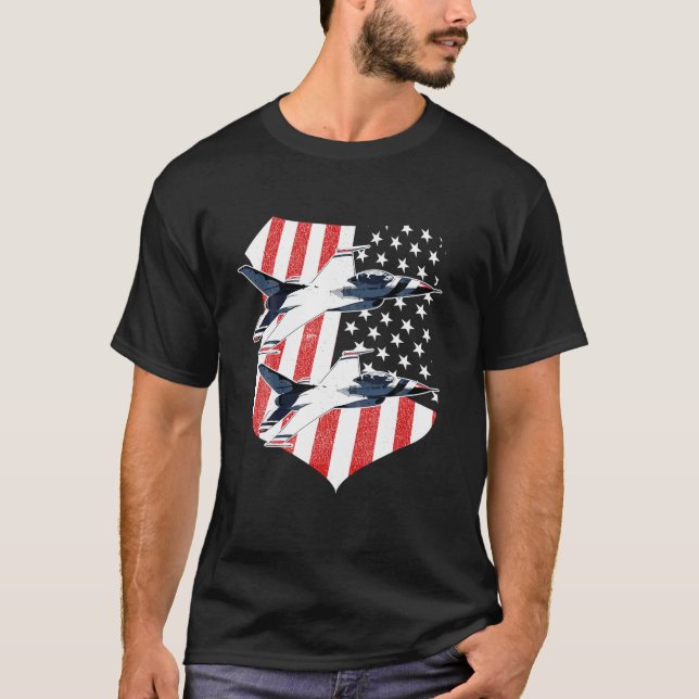 F 16 Camisa De Bandeira Jet American (Frente)