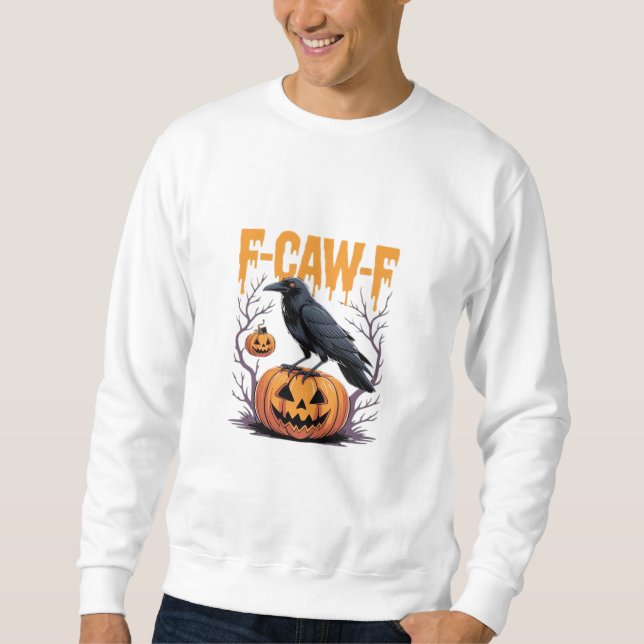 F-Caw-F Camiseta Clássica de Halloween Corvo Abóbo (Frente)