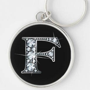 "F" Diamond Bling Chaveiro