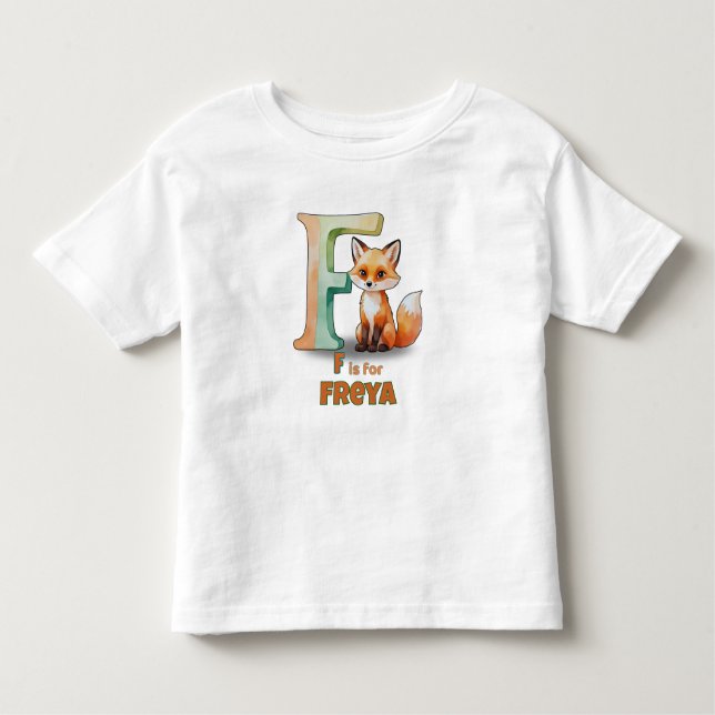F is for Freya – Custom Toddler T-shirt with Fun F (Frente)