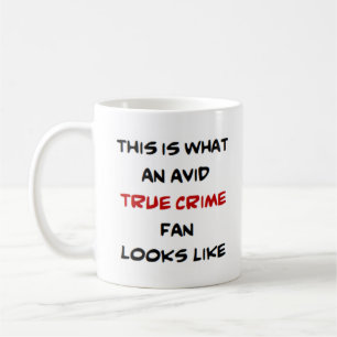fã de crimes verdadeiros, caneca ávida de café