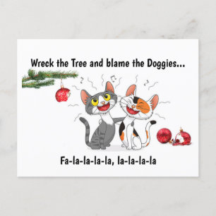 Fa-la-la-la-la, la-la-la-la Cartão postal de gatos