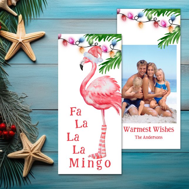 Fa La La Mingo Photo Flamingo Cartão De Natal (Fa La La La Mingo Photo Flamingo Christmas Card)