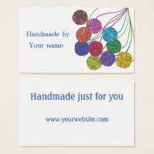 Fabricado à mão por (nome próprio), bolas de fio,