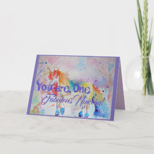 Fabuloso Cartão de Raparigas Birthday Unicorn Wat