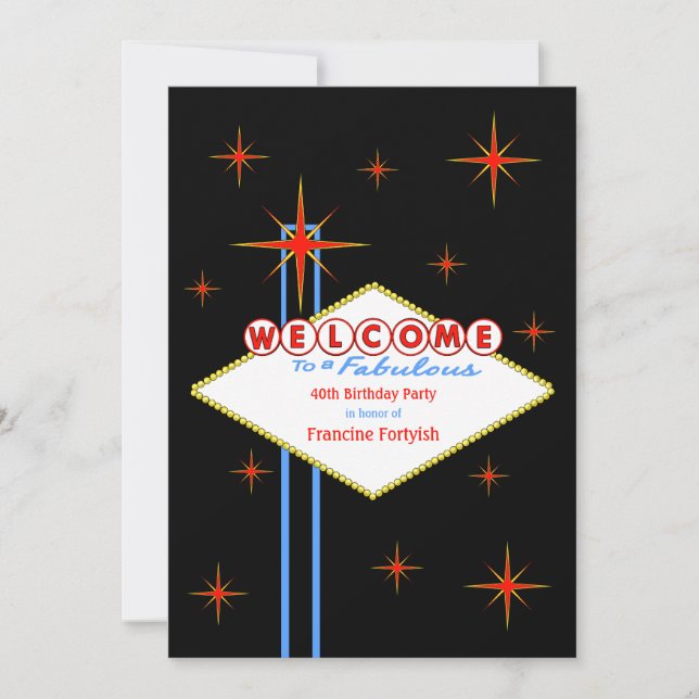 Fabuloso Convite de aniversário de Sinal de Las Ve (Frente)