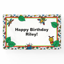 Faça Aniversário Faixas de Bugs e Insetos Fofos