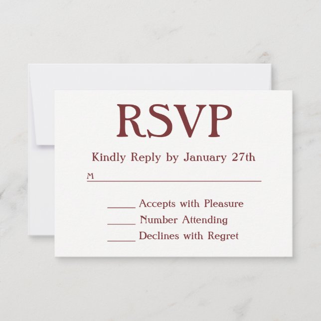 Faça o Seu Próprio RSVP Burgundy e Branco (Frente)