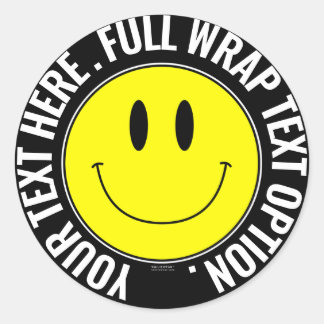 Faça seu próprio adesivo redondo sorridente, embru