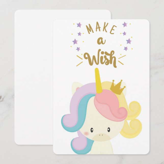 Faça um Cartão de Férias Unicórnio de Aniversário (Frente/Verso)
