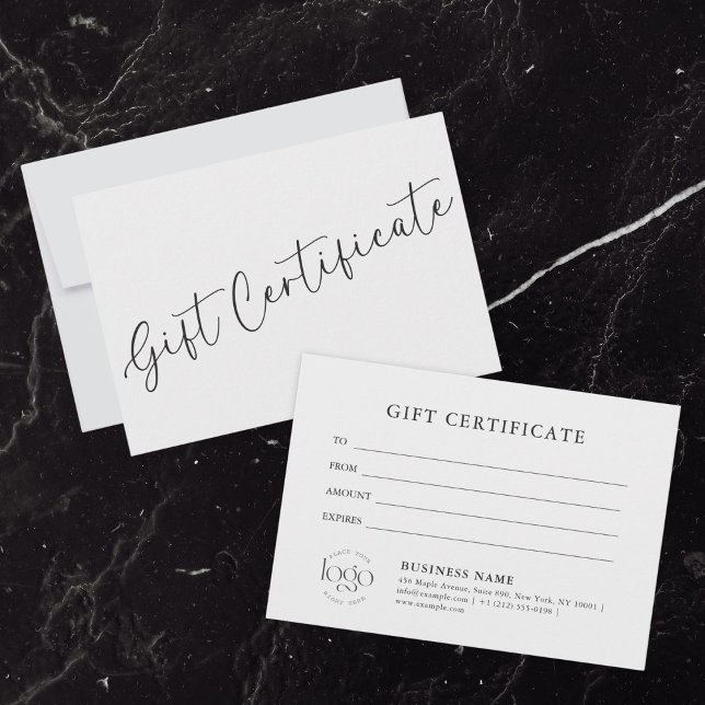 Faça um Certificado de Presente | Cartão Presente  (personalized custom business gift certificate for employees)