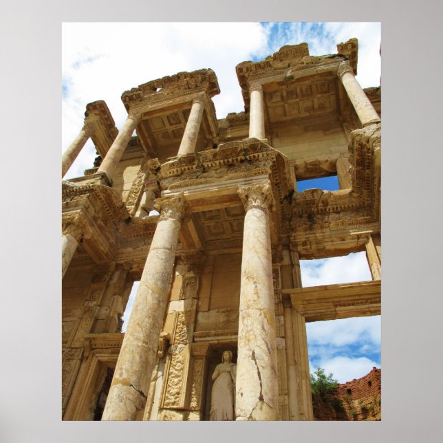 Facade da Biblioteca de Celso em Ephesus POSTER (Frente)