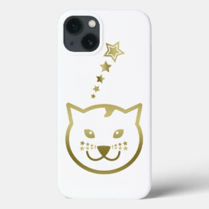 Face de Gato Dourada e Falso - Cor de fundo person