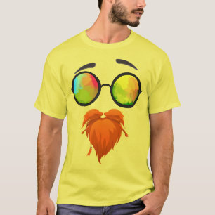 Face do hipster com óculos de sol e T-Shirt da bar
