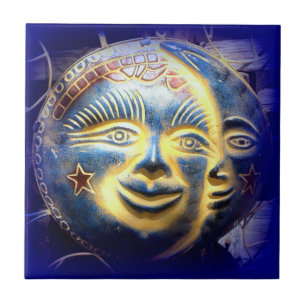 face do sol/ face da lua azulejo azul escuro