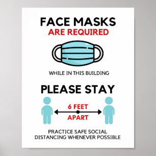 Face Mask Requerida Poste, Poster de Distância Soc