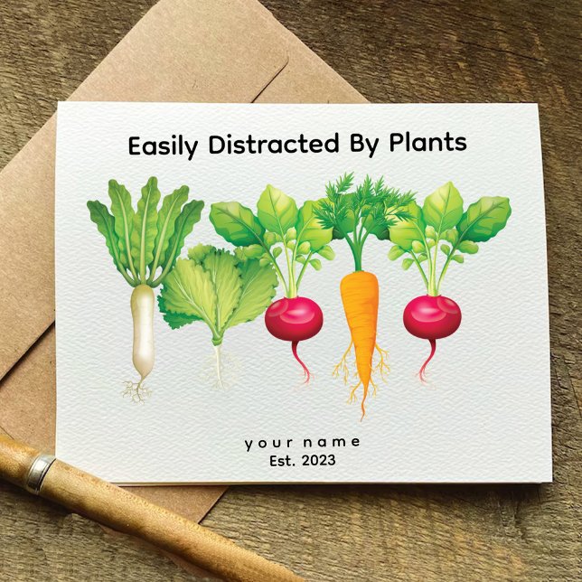 Fácil Distração Por Planta | Cartão vegan saudável (Easily Distracted By Plant | Healthy vegan Card)