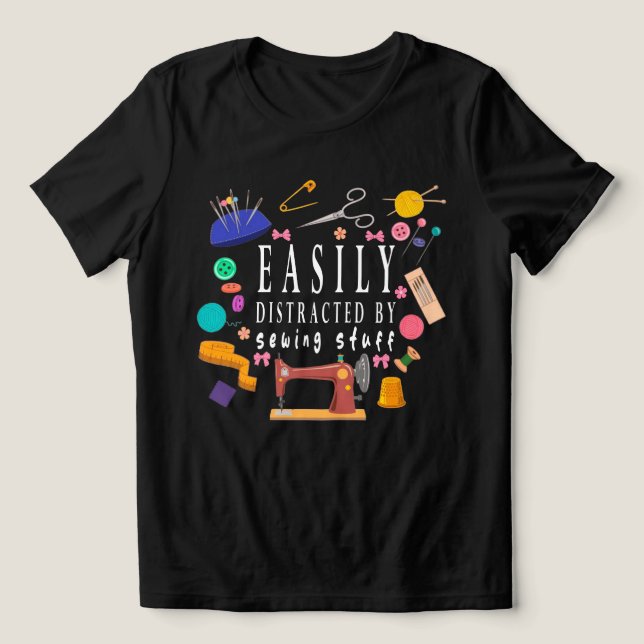 Facilmente Distraído Por Camisa De Coisas De Costu (Design frontal)