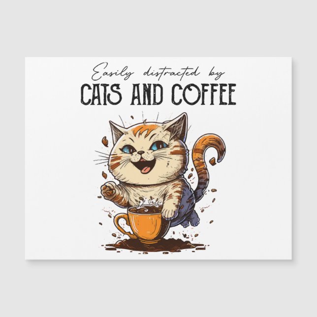 Facilmente Distraído Por Gatos E Café Amantes De G (Frente)