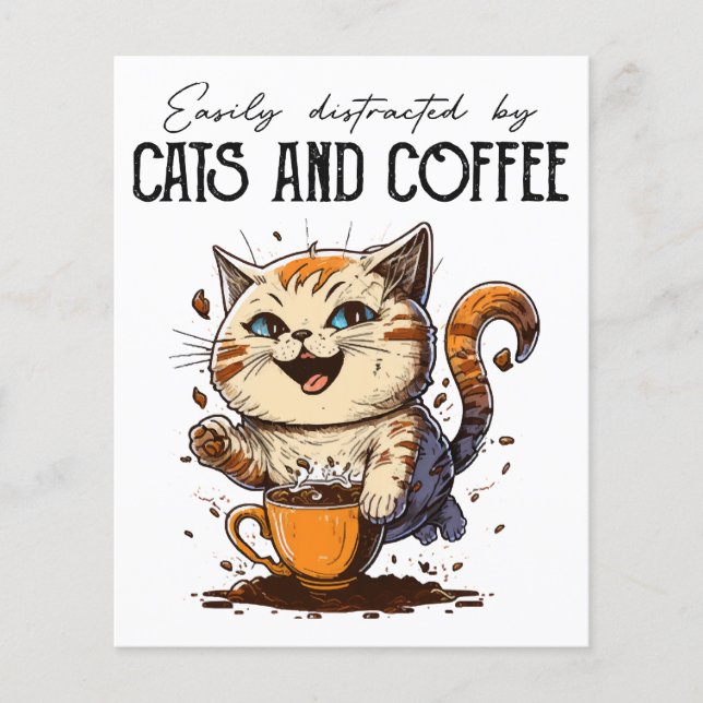 Facilmente Distraído Por Gatos E Café Amantes De G (Frente)