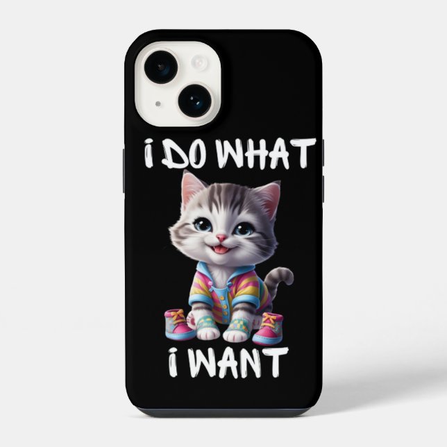 Faço o que eu Preciso Capas de iPhone de Gato Fofo (Verso)