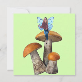 Fada Azul em Cogumelos Cartão de Nota