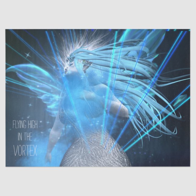 Fada Azul No Papel Tecido De Decoupage De Vórtex (Frente )