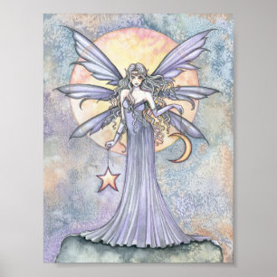 Fada bonita com impressão do poster da estrela e