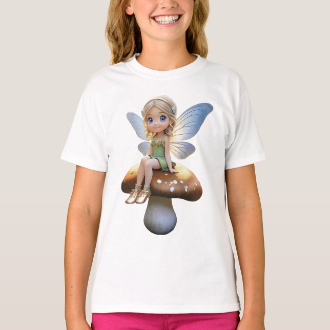 Fada bonita em camiseta de menina (Frente)
