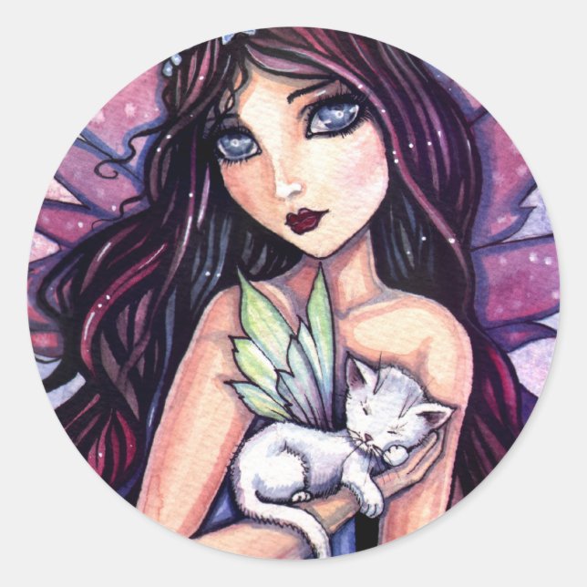 Fada com Adesivo de Gato Branco por Molly Harrison (Frente)
