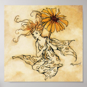 Fada com poster da flor