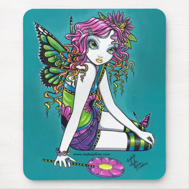 Fada de cristal Mousepad da borboleta do arco-íris (Frente)