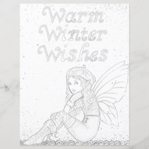 Fada de inverno Yuletide Pagan Coloring Page Paper