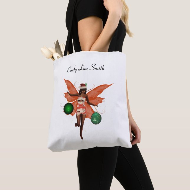 Fada de Natal Afro-Americana Tote Bag (Close Up)