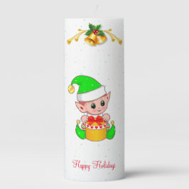 Fada de Natal Fofo em Vela de Pilar Branco